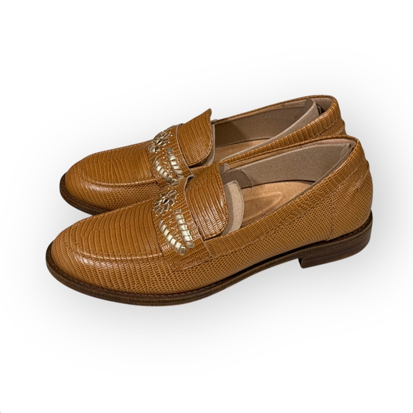 Brioso Frisco Women’s Lizard Embossed Loafers Gold Detail Size 7.5 NWOT - Picture 6 of 10